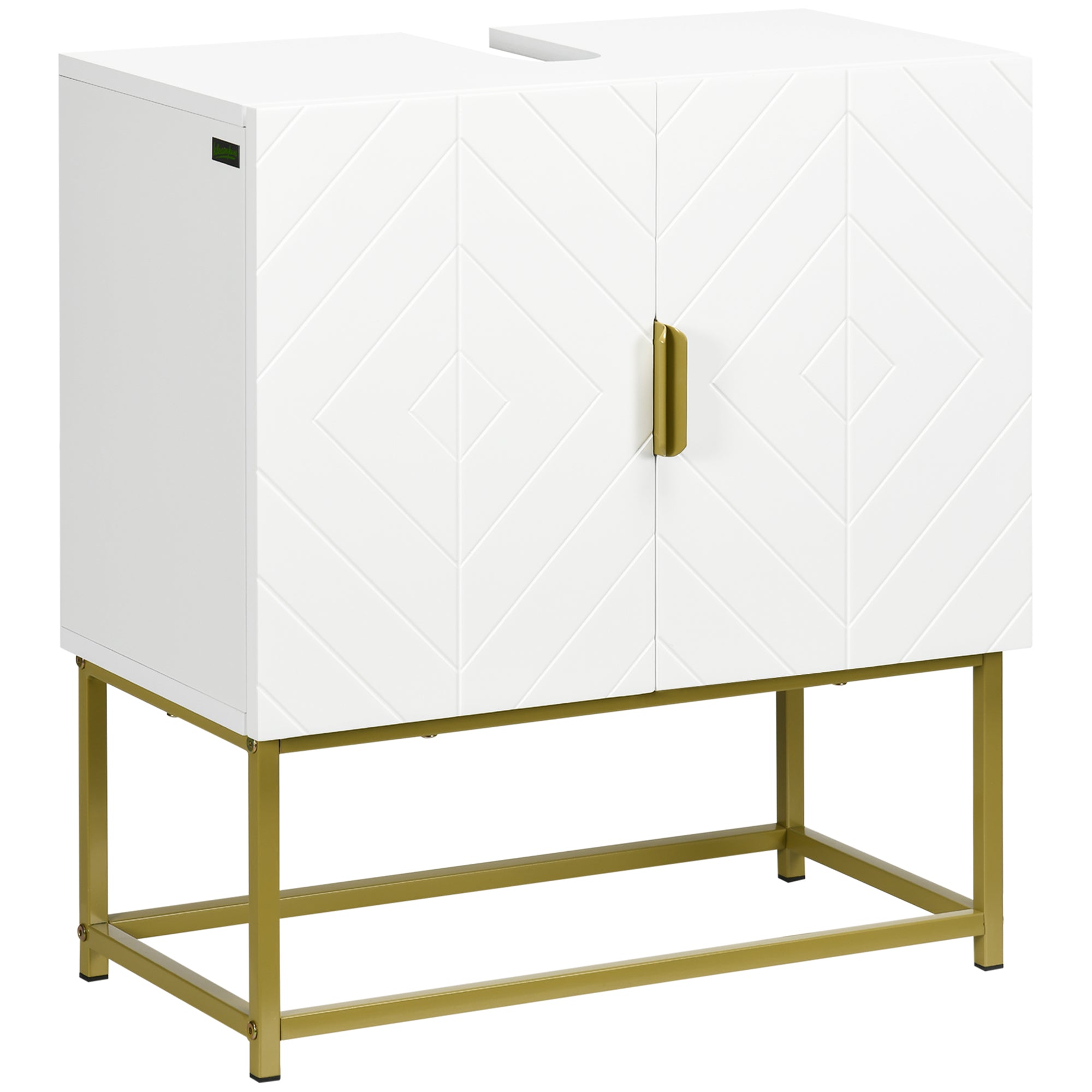 Mobile Sotto Lavabo Bagno 60x30x65 cm in Legno e Acciaio Bianco e Oro – acquista  su Giordano Shop