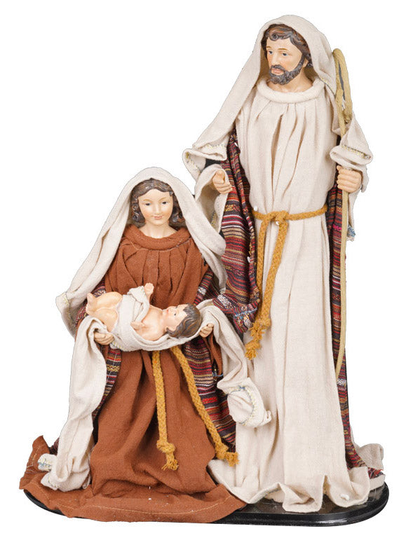 Natività con vestiti in tessuto Rosa e Bianco per presepe