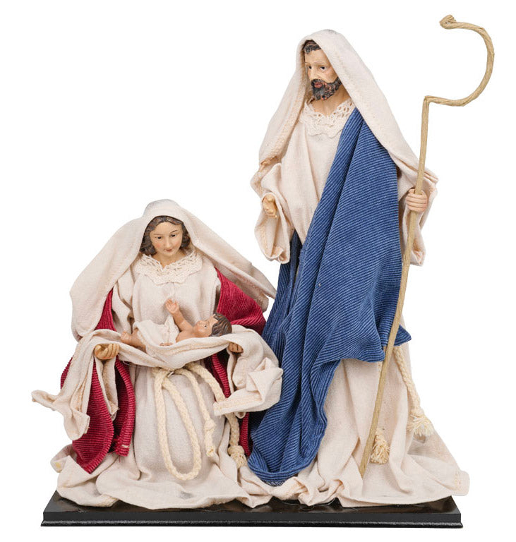 Natività con vestiti in tessuto Rosa e Bianco per presepe