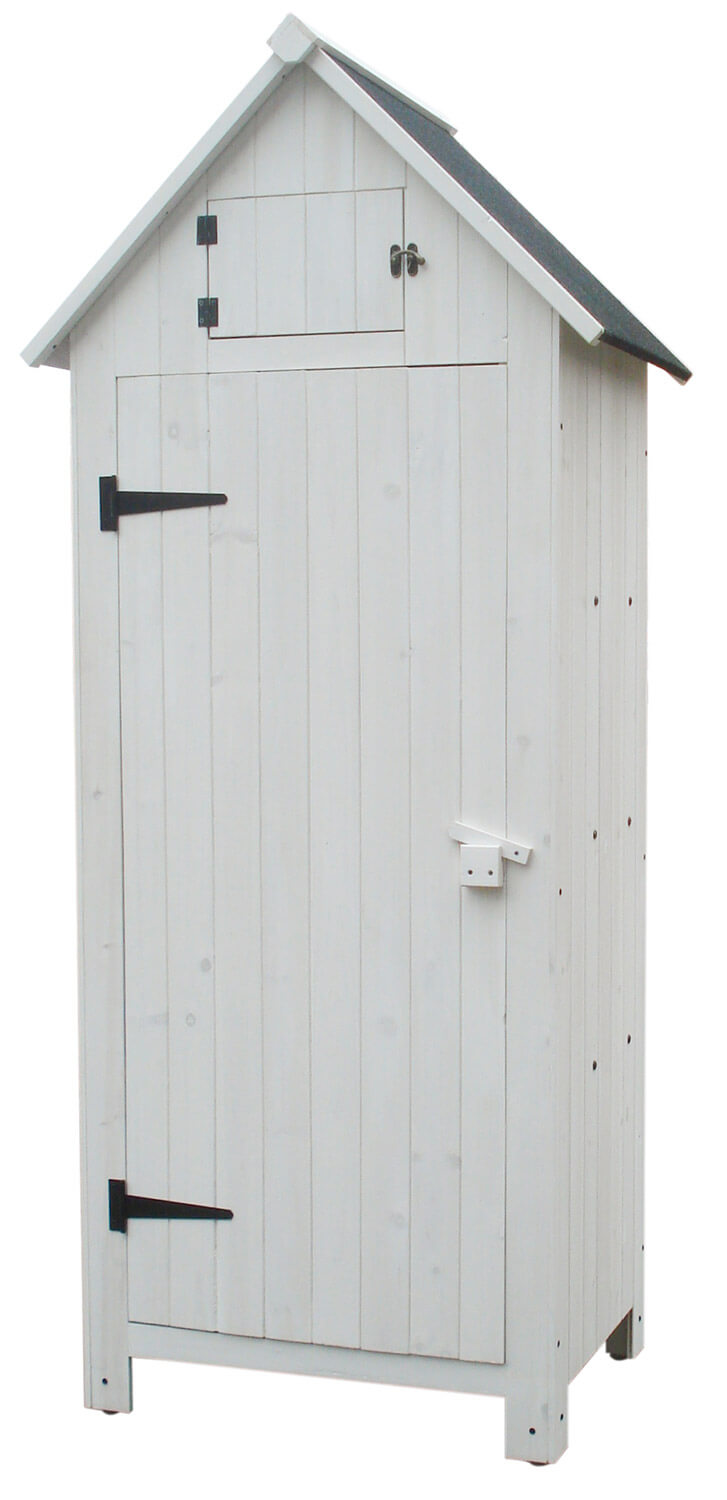 Casetta Box da Giardino 77x55xH179 cm in Legno di Abete 10mm Bianco Armoire  – acquista su Giordano Shop