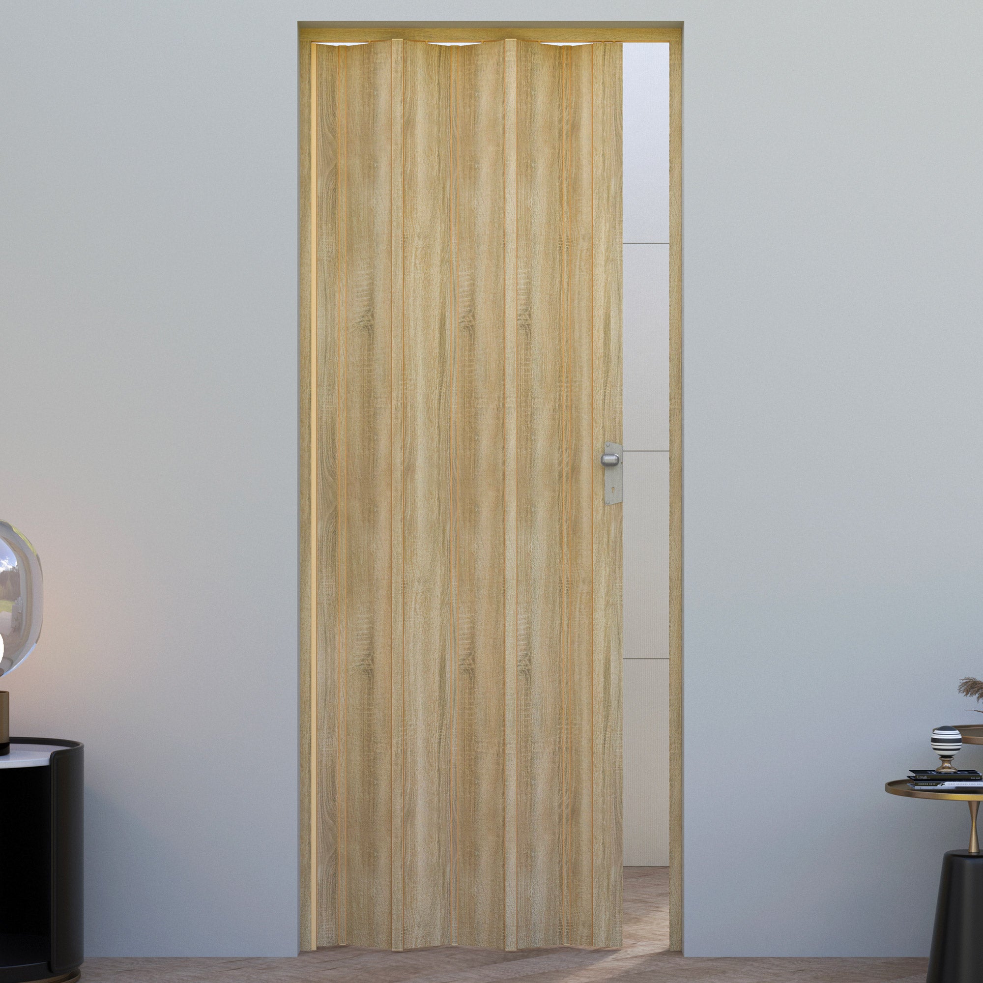 Porta a Soffietto da Interno 88,5x214 cm in PVC Florance Bianca Pastello