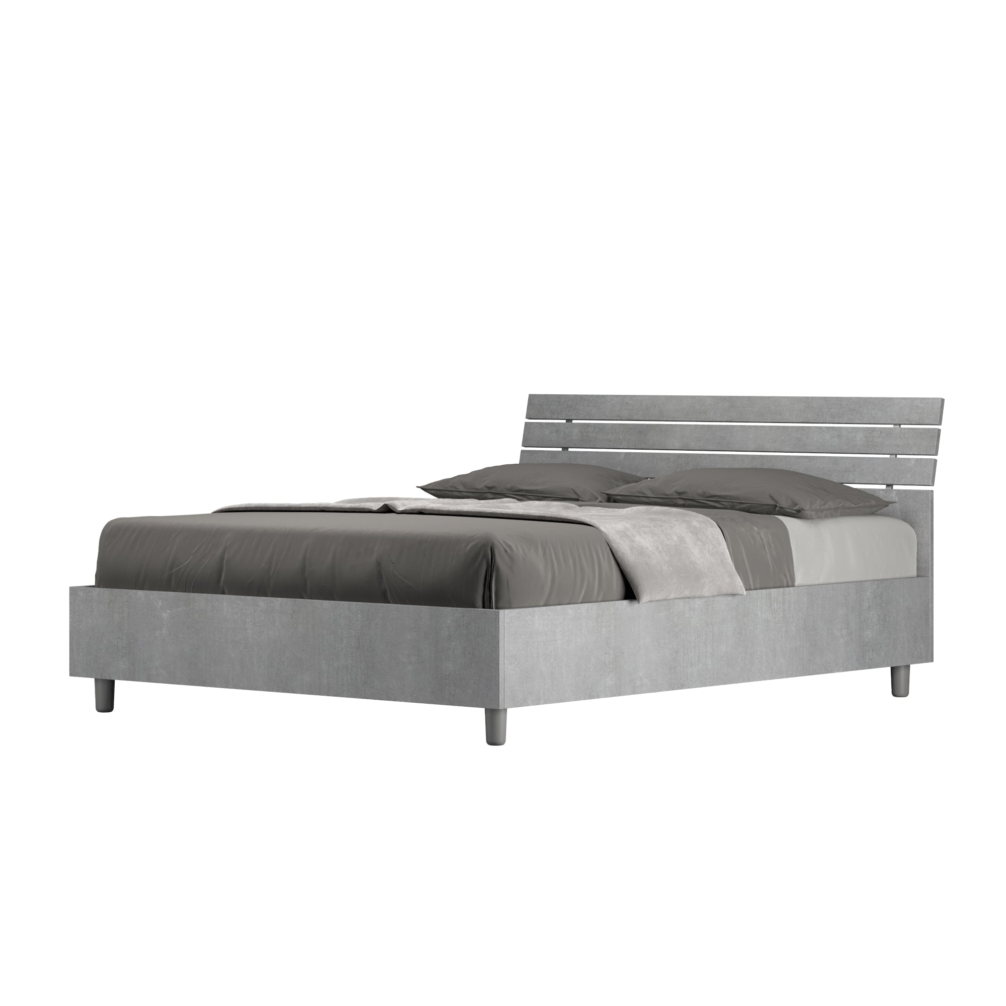 Letto Singolo 80x190 cm testata dritta con doghe Ankel - Senza rete -  Quercia Natura