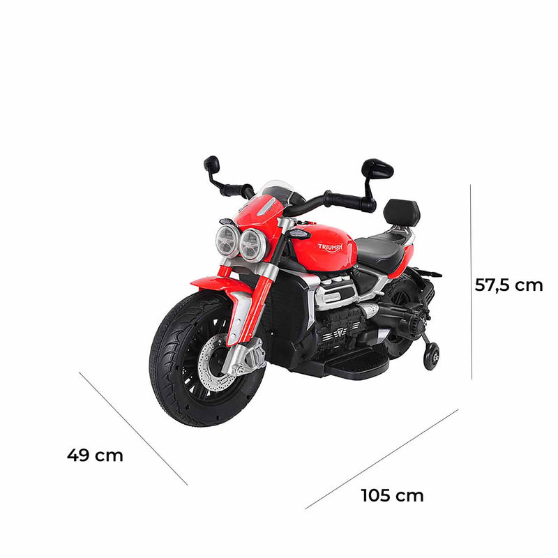 Moto Elettrica per Bambini 12V con Licenza Triumph Rocket 3GT Rossa   -2