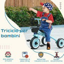 Triciclo per Bambini 70,5x50x58 cm con Seduta Regolabile e Campanello Blu  -4