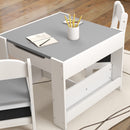 Set Tavolino per Bambini e 2 Sedie Piano del Tavolo 2 in 1 con Lavagna e Contenitori Grigio-9