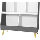 Mobile Portagiochi per Bambini a 2 Livelli con 5 Scomparti 80x34x79 cm in Legno Grigio-1