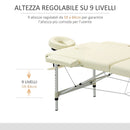 Lettino Massaggi Portatile Pieghevole 185x70x59-84 cm in Alluminio e Similpelle Bianco-4