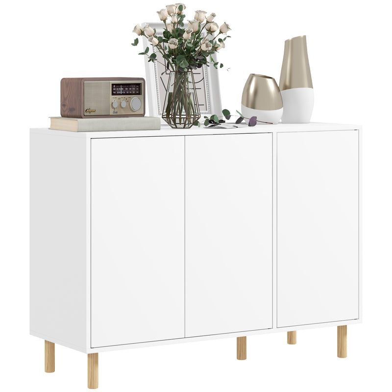 Credenza Moderna 2 Armadietti a 3 Ripiani Regolabili 107x40x80 cm Bianca  -1