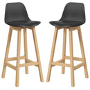 Set 2 Sgabelli da Bar 39x41x96 cm Gambe in Legno e Cuscino in Similpelle Nero-1