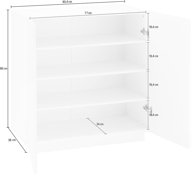 Scarpiera 2 Ante Battenti 80,4x38x86 cm Vega Bianco Lucido-4