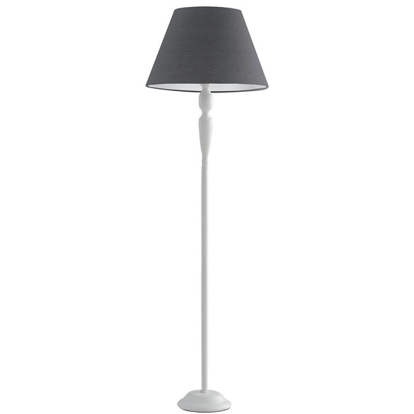 online Lampada da Terra Metallo Bianco paralume Tessuto Grigio Piantana Classica E27
