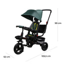 Triciclo My Way Passeggino  per Bambini 105,5x52x99 cm Pieghevole Seggiolino Girevole Verde-2