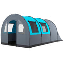 Tenda da Campeggio 5 Posti Impermeabile con Zona Notte e Giorno 480x260x200 cm in Poliestere Grigio e Blu-1