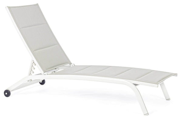 sconto Lettino Prendisole da Giardino 61x192x96 cm con Ruote in Alluminio Bianco
