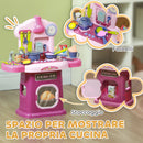 Cucina Giocattolo per Bambini 51x21x60 cm 38 Pezzi e Suoni Realistici Rosa -5