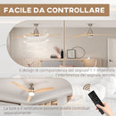 Ventilatore da Soffitto con Luce LED Bianca a 6 Velocità e Timer Ø132 x 43A cm in Metallo e Acrilico -8