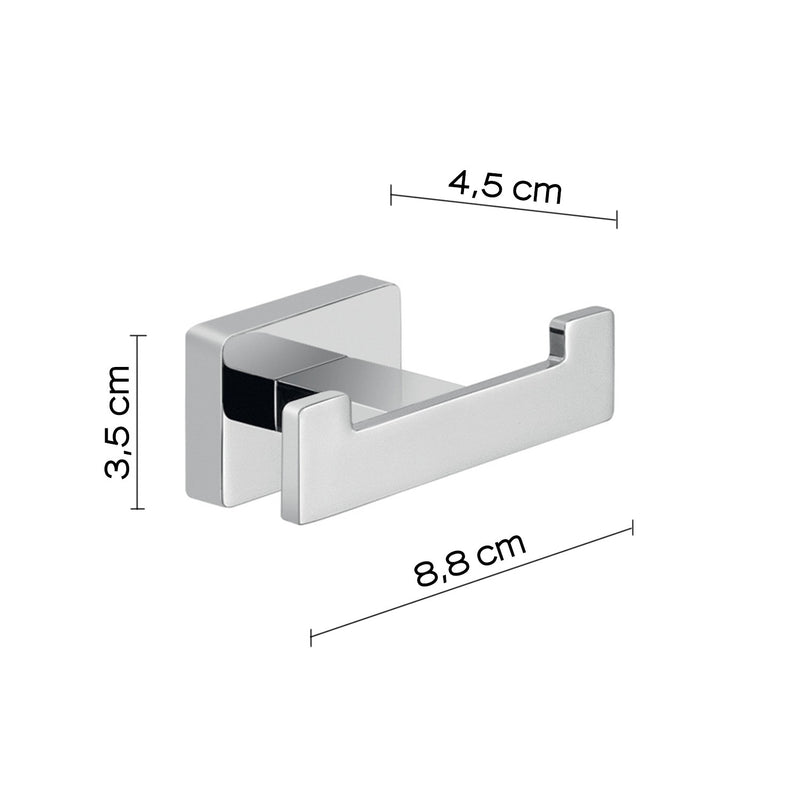 Set 2 Appendini Bagno 3,5x8,8x4,5 cm con Doppio Gancio Cromato Bonussi-3