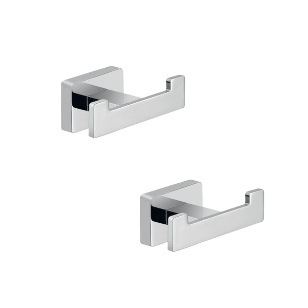 Set 2 Appendini Bagno 3,5x8,8x4,5 cm con Doppio Gancio Cromato Bonussi sconto