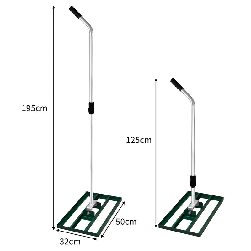 Rastrello Livellante Estensibile 50x32x125-195 cm Livellatrice in Acciaio Verde -3