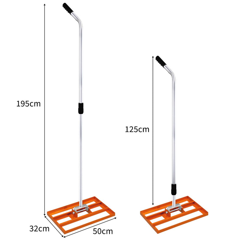 Rastrello Livellante Estensibile 50x32x125-195 cm Livellatrice in Acciaio Arancione -4