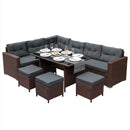 Set Salotto da Giardino 240x186x70 cm ad Angolo con Tavolo in Rattan Marrone-1