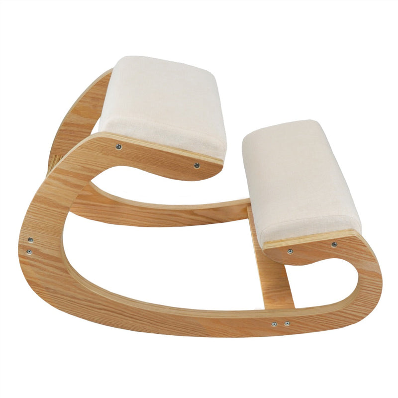 Sedia Ergonomica con Inginocchiatoio 55x85x54 cm in Legno con Accessori Beige -4