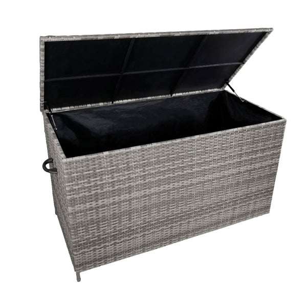 online Baule da Esterno 138x70x80 cm in Rattan con Borsa Impermeabile Grigio