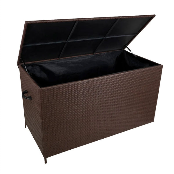 Baule da Esterno 138x70x80 cm in Rattan con Borsa Impermeabile Marrone prezzo