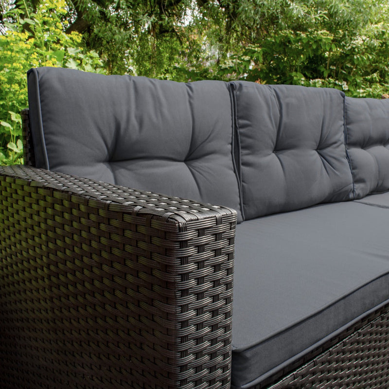 Set Salotto da Giardino 240x186x70 cm ad Angolo con Tavolo e Box Contenitore in Rattan Nero-4