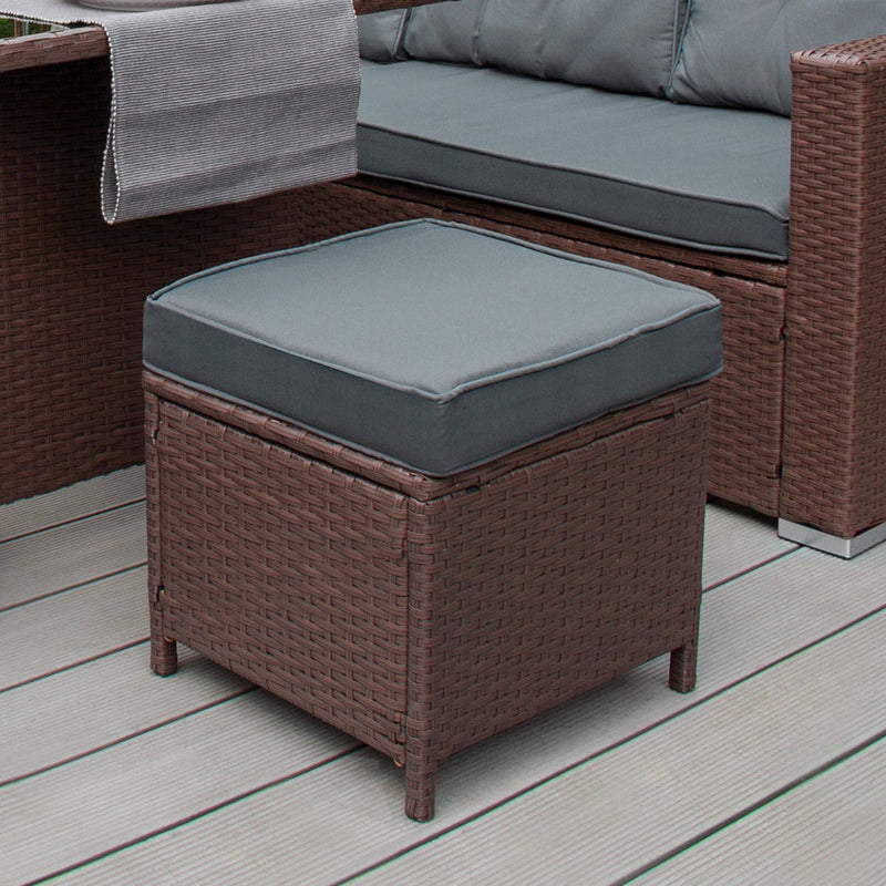 Set Salotto da Giardino 240x186x70 cm ad Angolo con Tavolo e Box Contenitore in Rattan Marrone-5