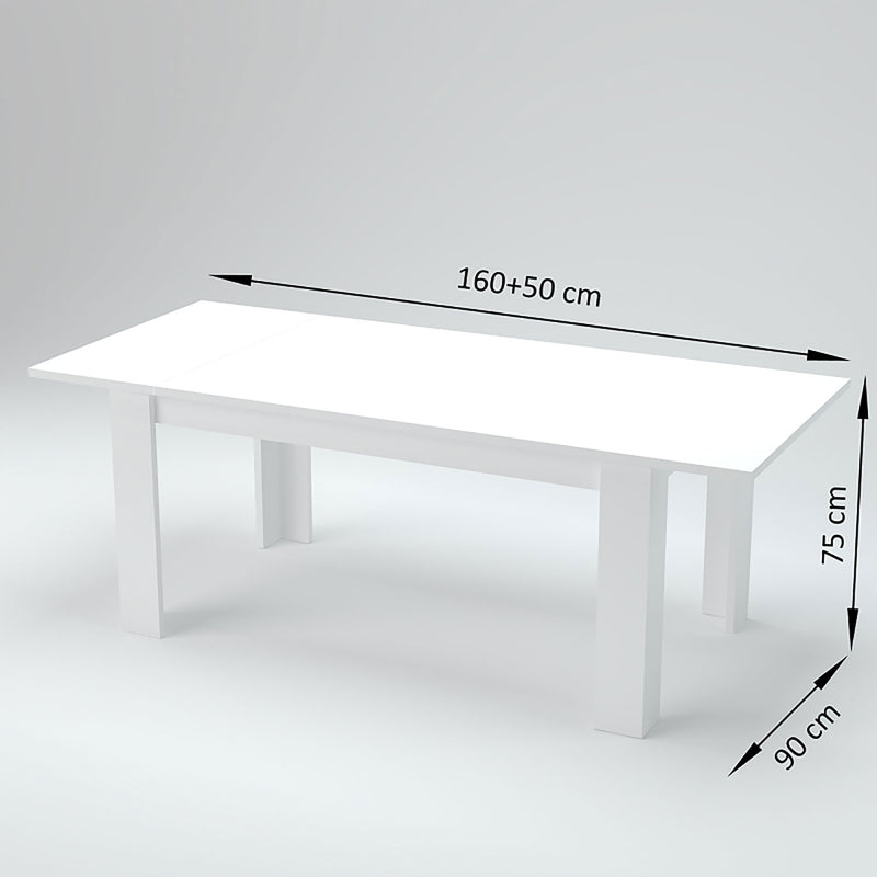 Tavolo Allungabile 160/210x90x75 cm Jesi Cemento/Bianco  -4