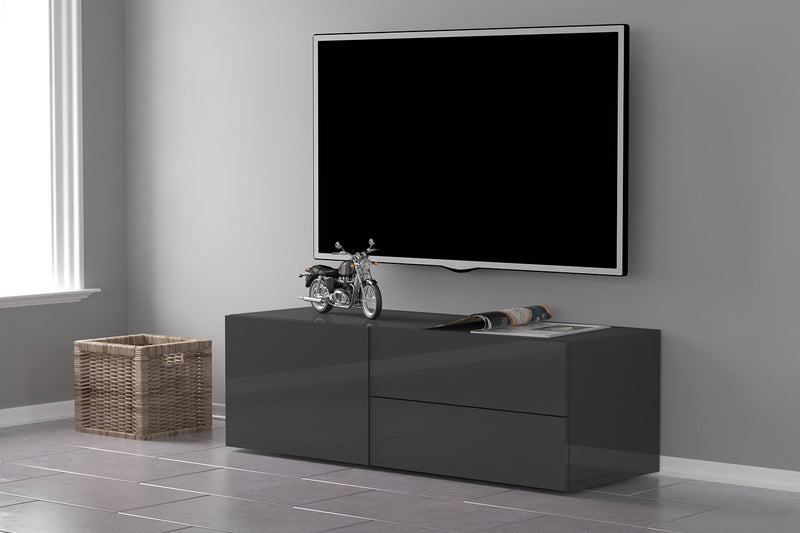 Mobile TV 1 Anta 2 Cassetti 110x40x35,2 cm Metis Antracite Lucido-2