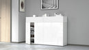 Scarpiera 4 Ante e 2 Ripiano a Ribalta 152x35x100 cm Savona 4A 1R Bianco Opaco/Larice Bianco  -1