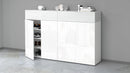 Scarpiera 4 Ante e 2 Ripiano a Ribalta 152x35x100 cm Savona 4A 1R Bianco Opaco/Larice Bianco  -2