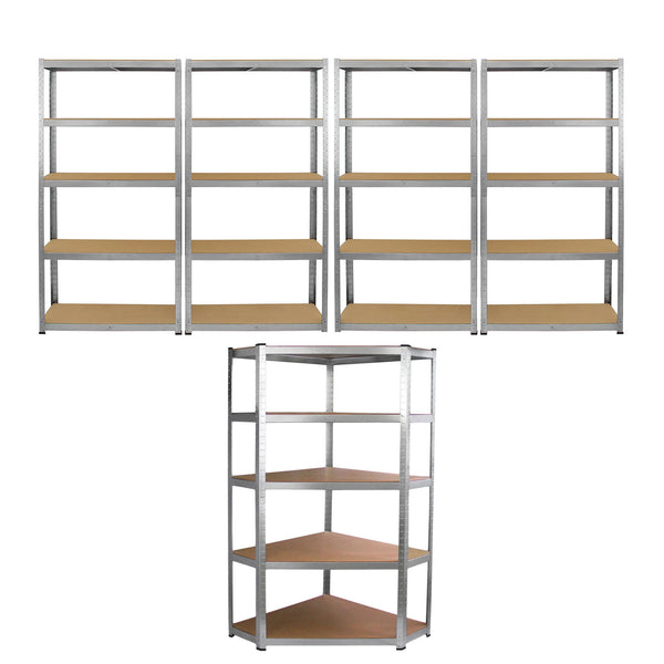 prezzo Set 5 Scaffali Senza Bulloni 90 cm 4 Lineari 1 Angolare in Acciaio