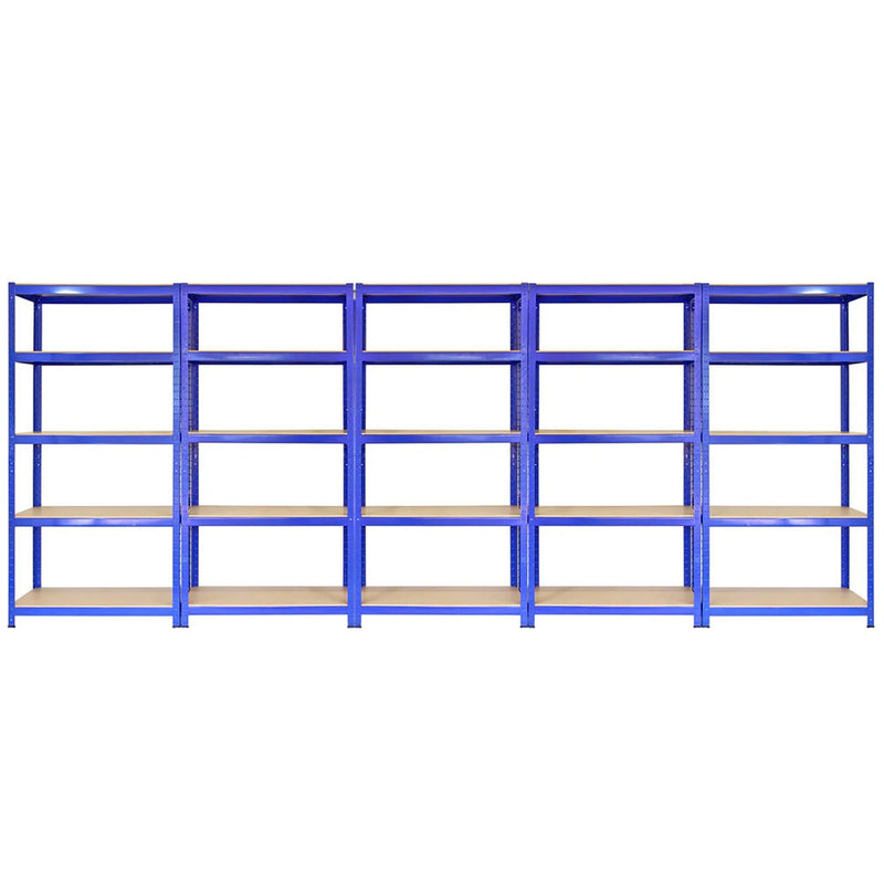 Set 5 Scaffali Senza Bulloni 90x45x180 cm con Connettori in Acciaio Blu -1