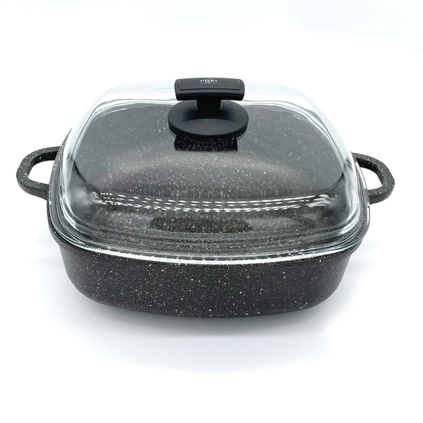 prezzo Tegame Quadrato con Coperchio in Vetro Antiaderente 2 Manici 28x28 cm Olympia Hard Cook