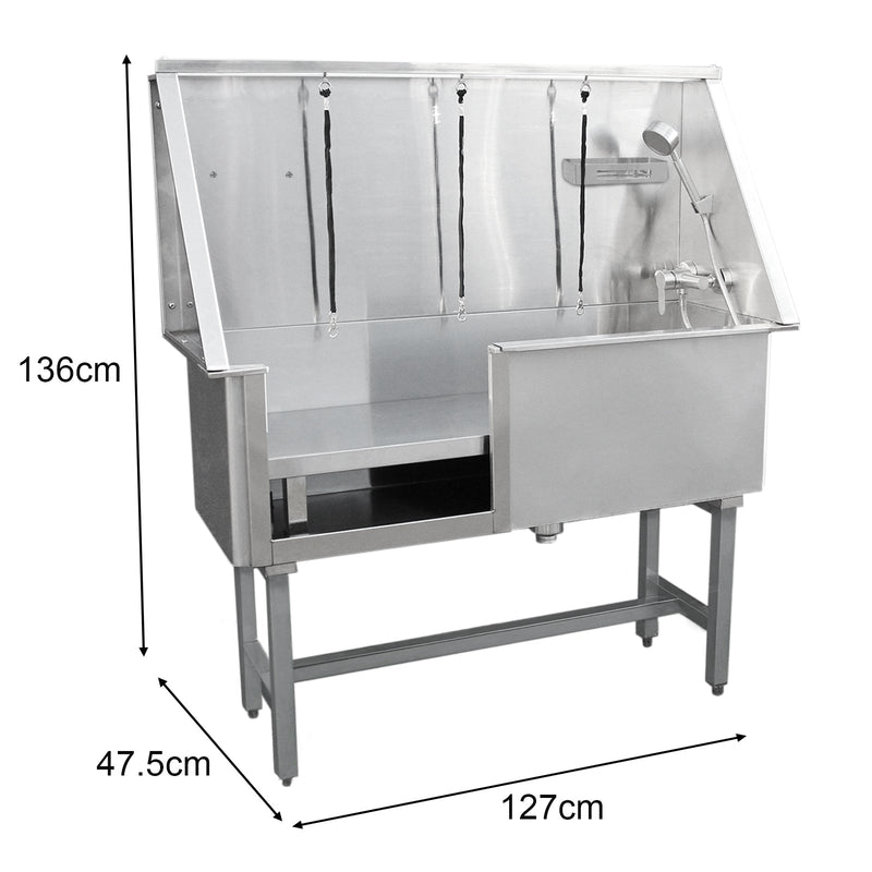 Vasca per Toeletta 127x47,5x136 cm Professionale con Accessori in Acciaio -3