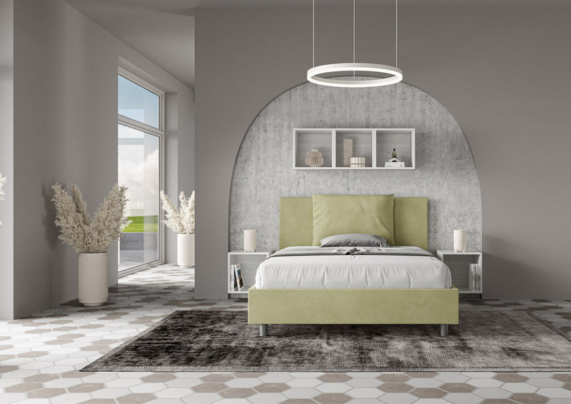 Letto 1 Piazza e Mezzo 130x190 cm con Rete e Contenitore Antea Tè Verde-3