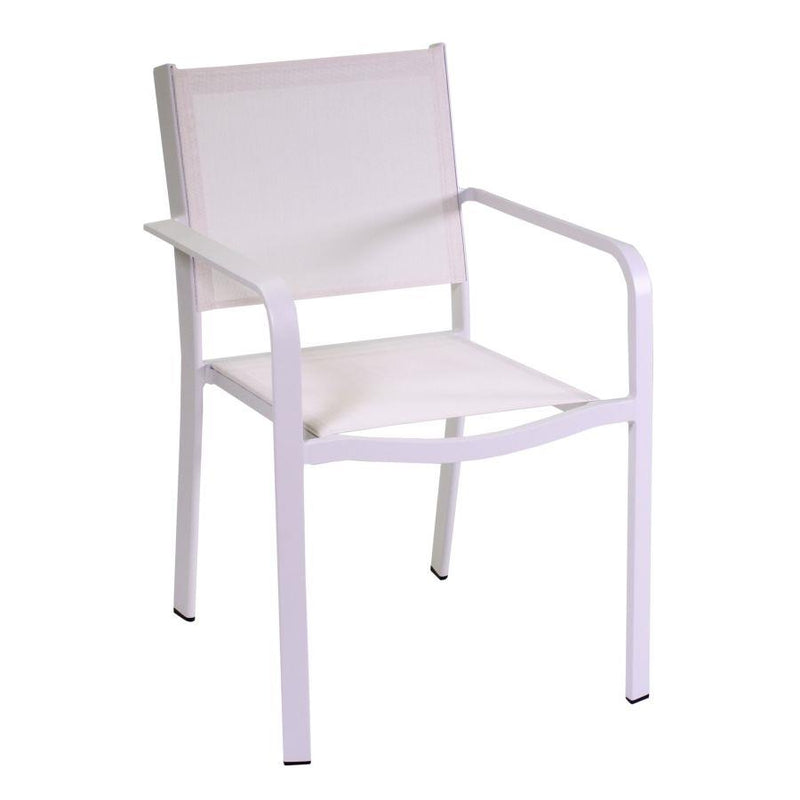 Sedia da Giardino 55x61xh84,5 cm in Alluminio e Texilene El Paso Bianco-1