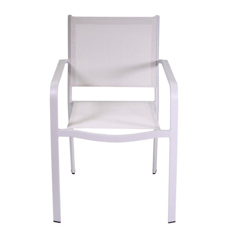 Sedia da Giardino 55x61xh84,5 cm in Alluminio e Texilene El Paso Bianco-2