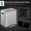 Pattumiera a Pedale 2 Sezioni 15L 40x34,8x47,5 cm in Acciaio Inox e PP  -6