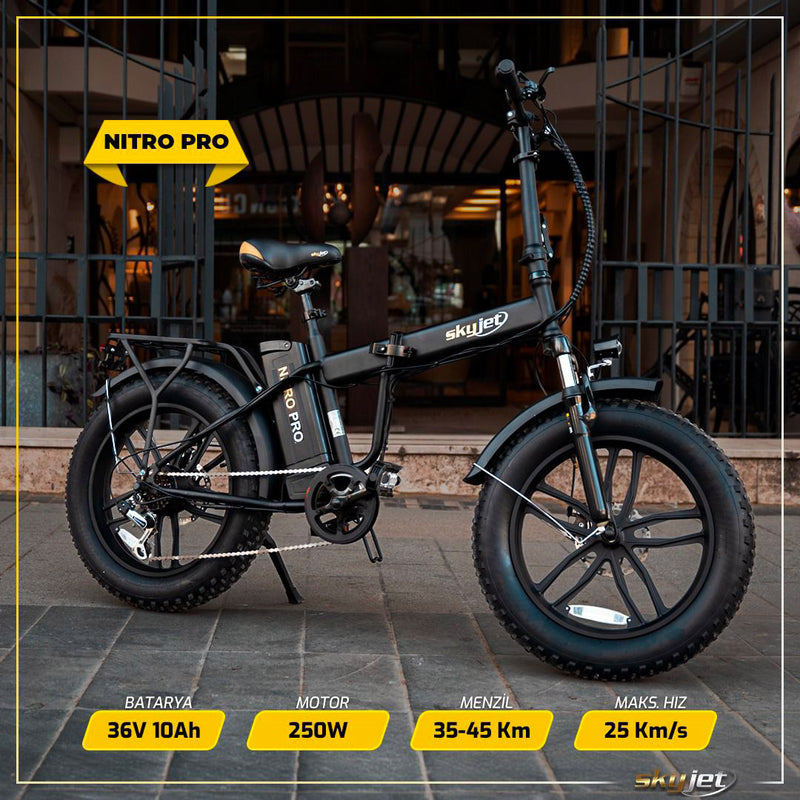 Fat-Bike Bicicletta Elettrica Pieghevole 36V a Pedalata Assistita 20” 250W SkyJet NitroPro Nera-10