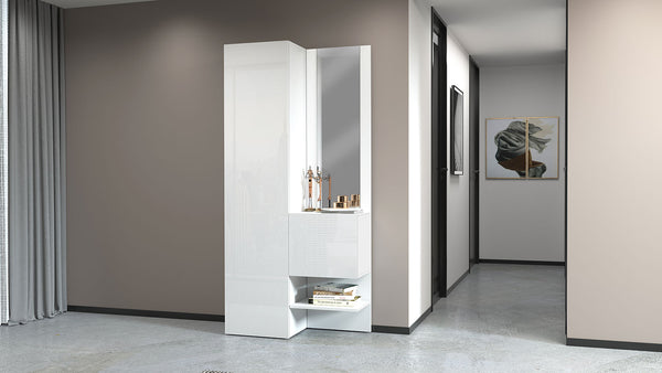 prezzo Mobile Ingresso 2 Armadietti e Specchio 90x35x191 cm Kompact Bianco Lucido