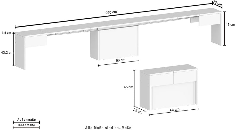 Panca Allungabile 66/290x25x45 cm Pratika Singola A Olmo Perlato  -10