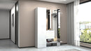 Mobile Ingresso Appendiabiti e 2 Specchi 140x35x191 cm Kompact Bianco Lucido  -1