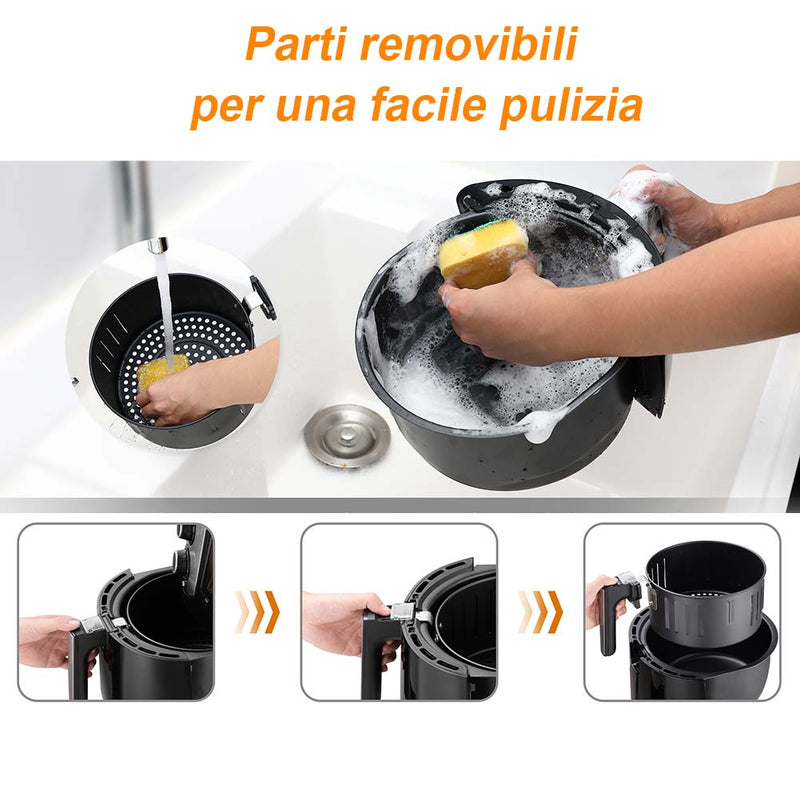 Friggitrice ad Aria Calda Senza Olio Airfryer 4,4 Lt Frigge Cuoce Arrosto 1400W-5