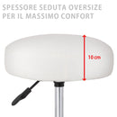 Sgabello Estetista Girevole Seduta Imbottita 10cm Ecopelle Salone Studio Bianco-3