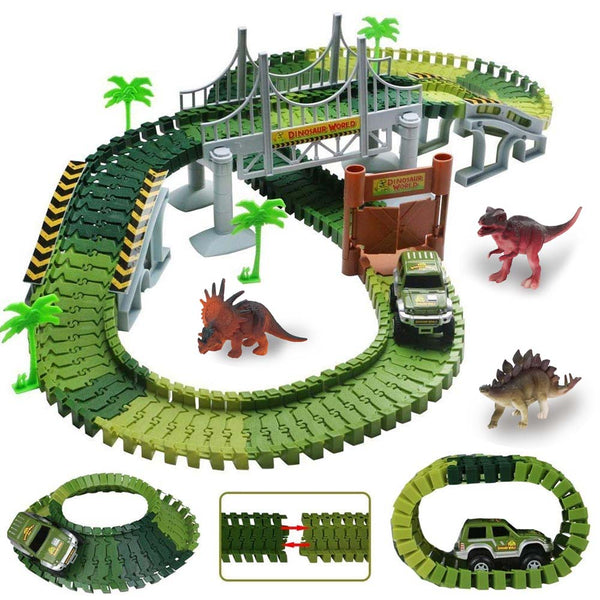 prezzo Pista Macchinine Flessibile Parco Dinosauri Costruzione 192pz con Macchinina