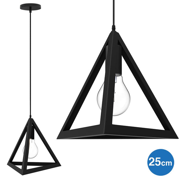 Lampadario Lampada Sospensione Piramide 25cm Design Moderno Paralume Nero prezzo